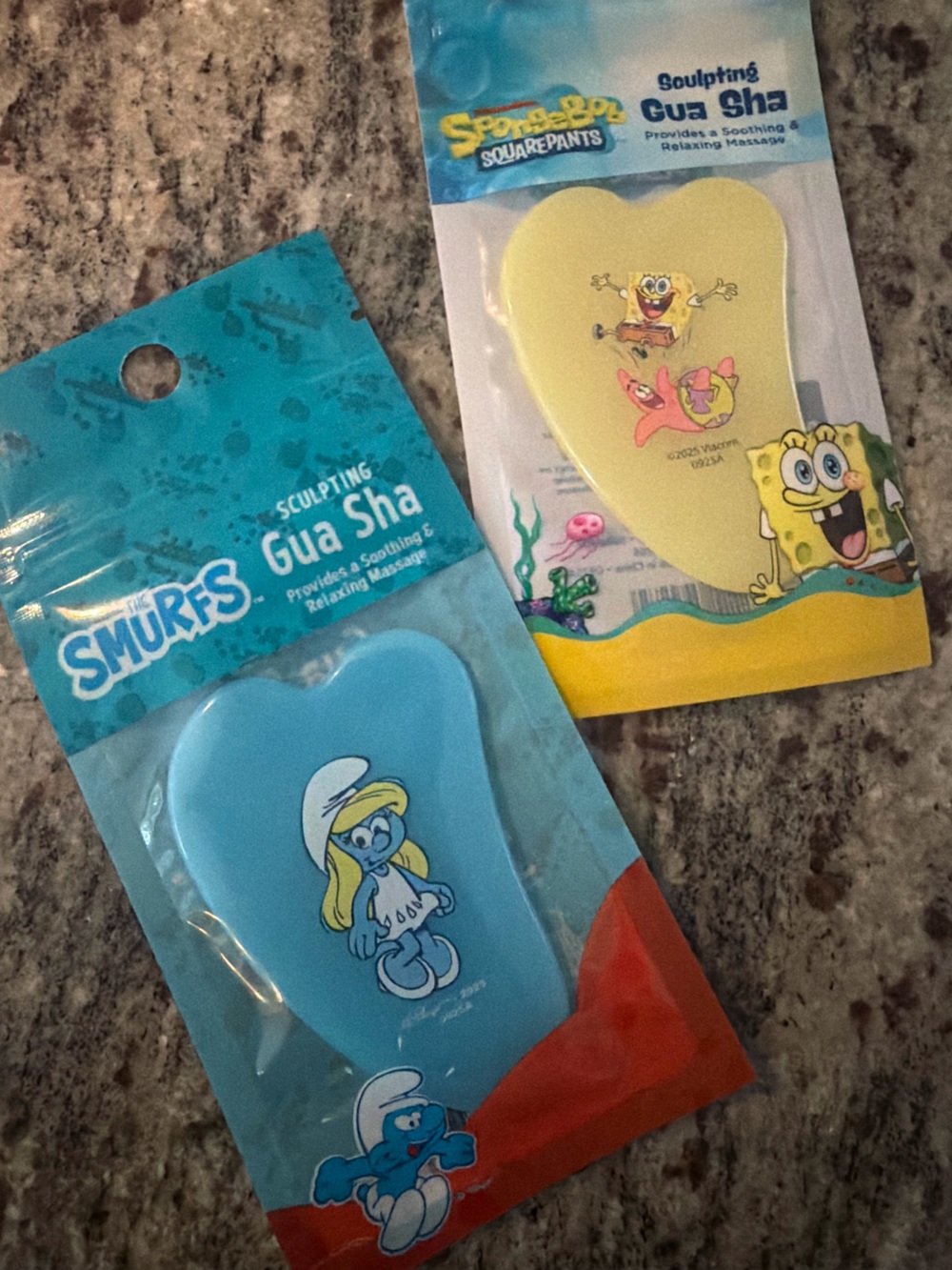 NEW Smurfs & SpongeBob Heart Gua Sha - Blue & Yellow